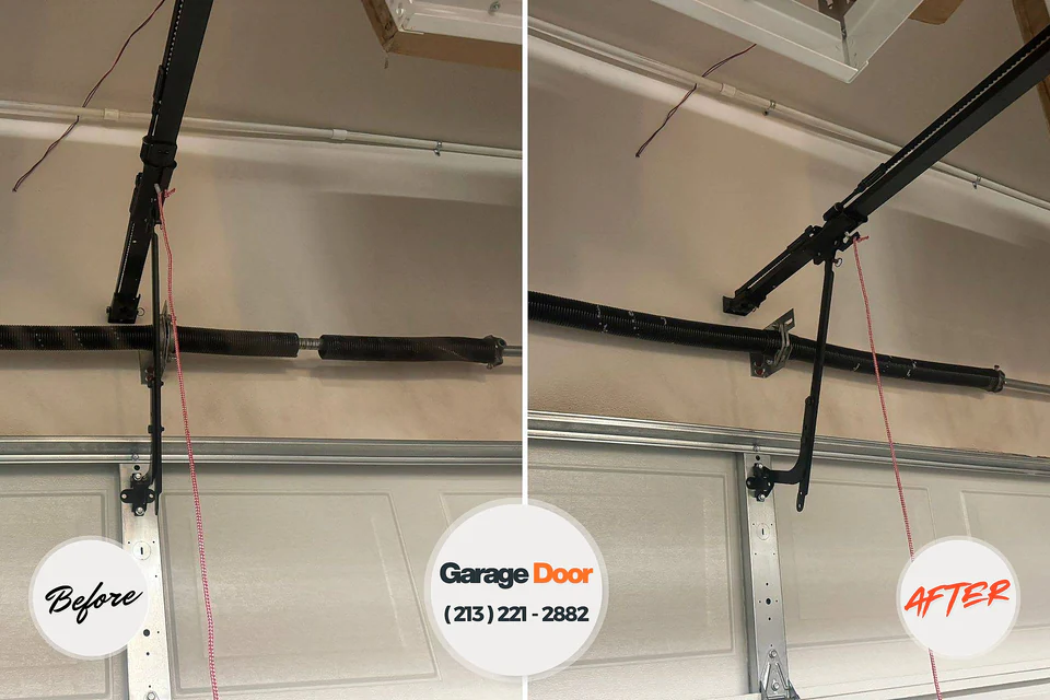 Before and after: garage door spring repair Blue Island, IL